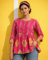 Gulabi Shikanji Cotton Peplum Top - A chic Gulabi Shikanji cotton peplum top with a flattering silhouette Image 1
