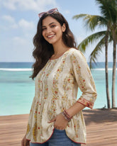 Lemon Soda Cotton Peplum Top - A bright lemon soda yellow cotton peplum top for a cheerful summer wardrobe.