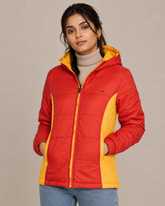 Women Red & Yellow Lightweight Puffer Jacket Rental