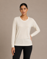 100% Merino Wool Full Sleeves High Neck Thermal Top For Women