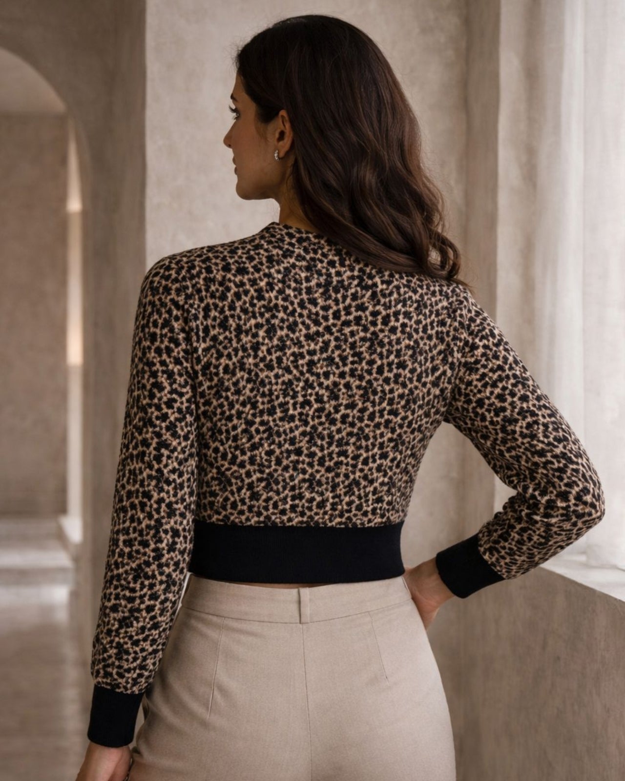 Leopard Print Crop Sweater