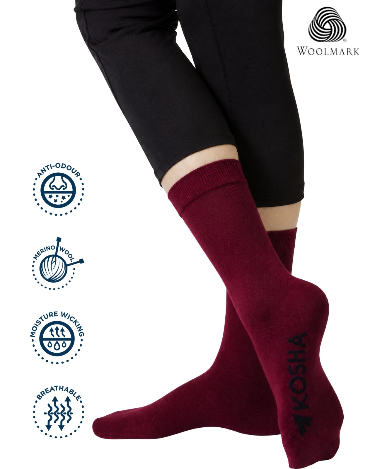 Women's Classic Merino Wool Crew Length Socks