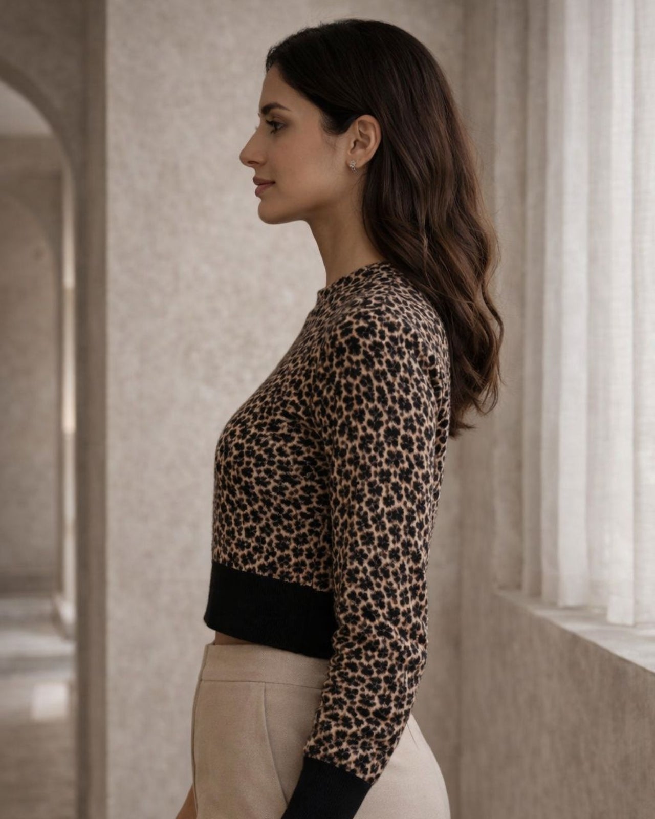 Leopard Print Crop Sweater