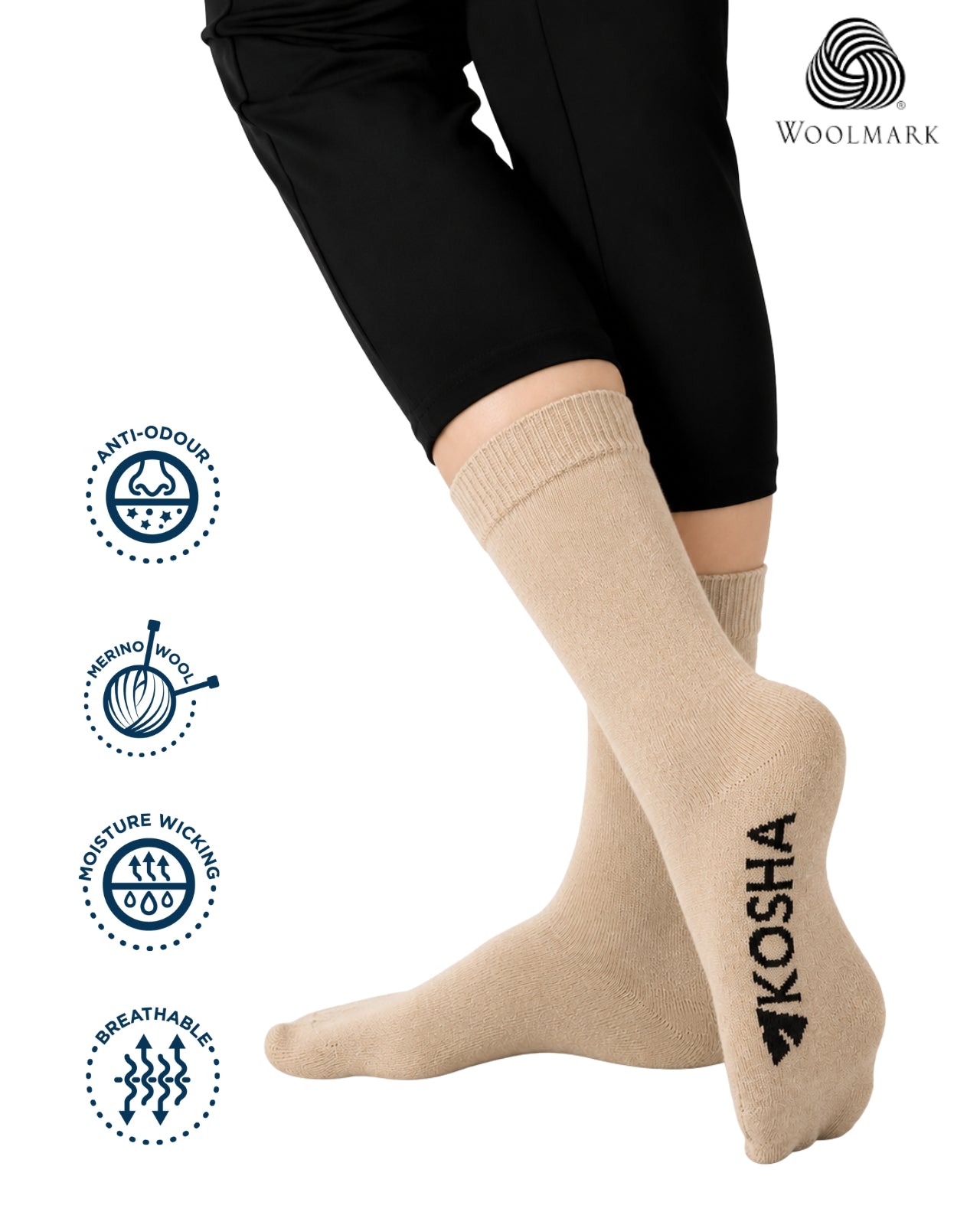Women's Classic Merino Wool Crew Length Socks