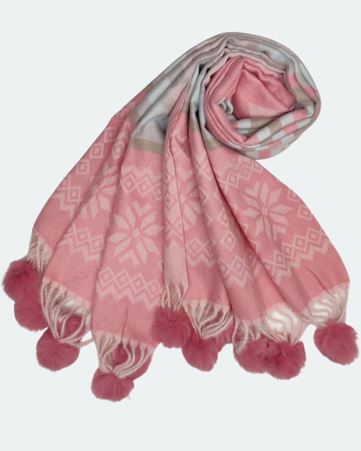 Women's Acrylic Stole with Pompoms