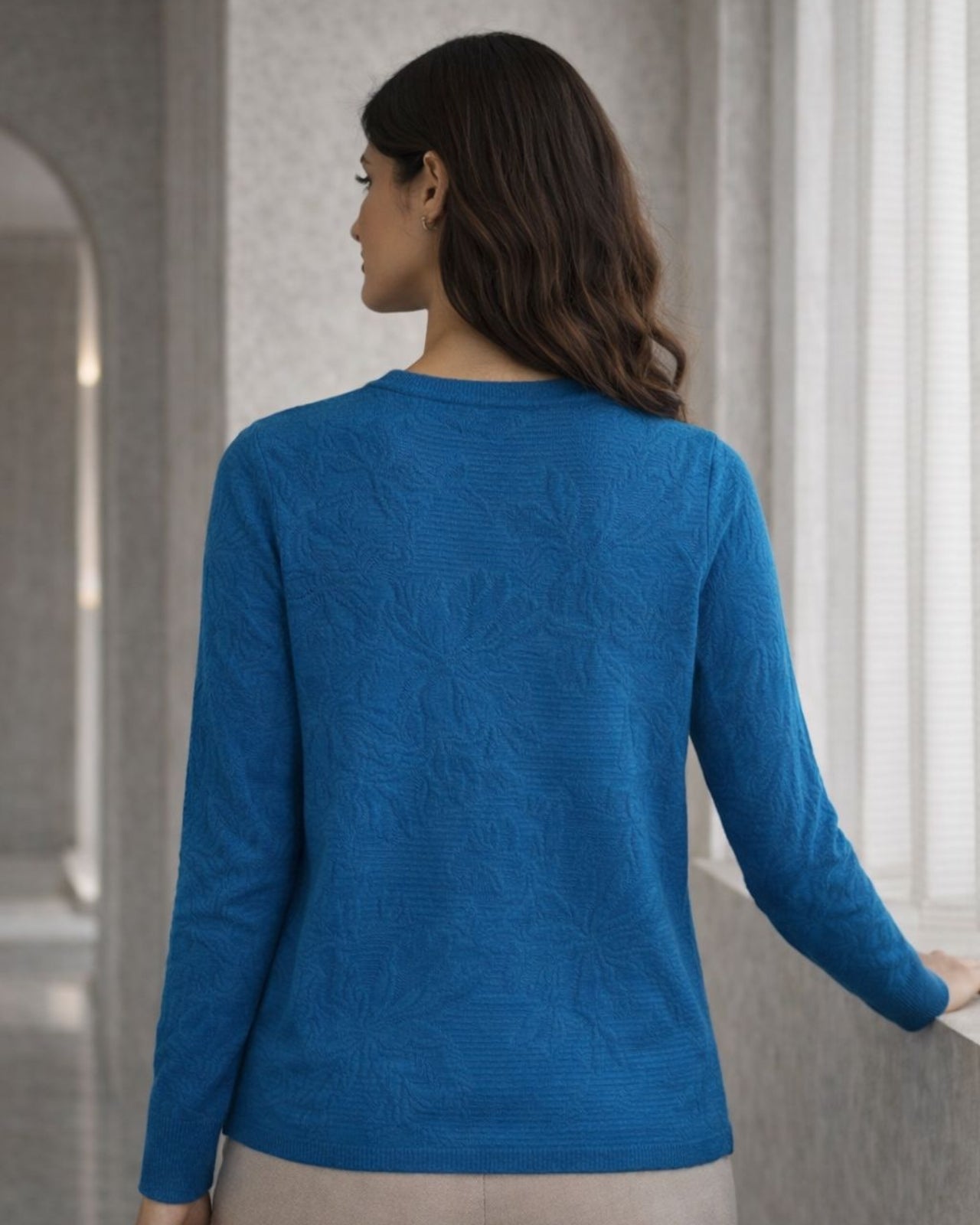 Blue Textured Winter Top