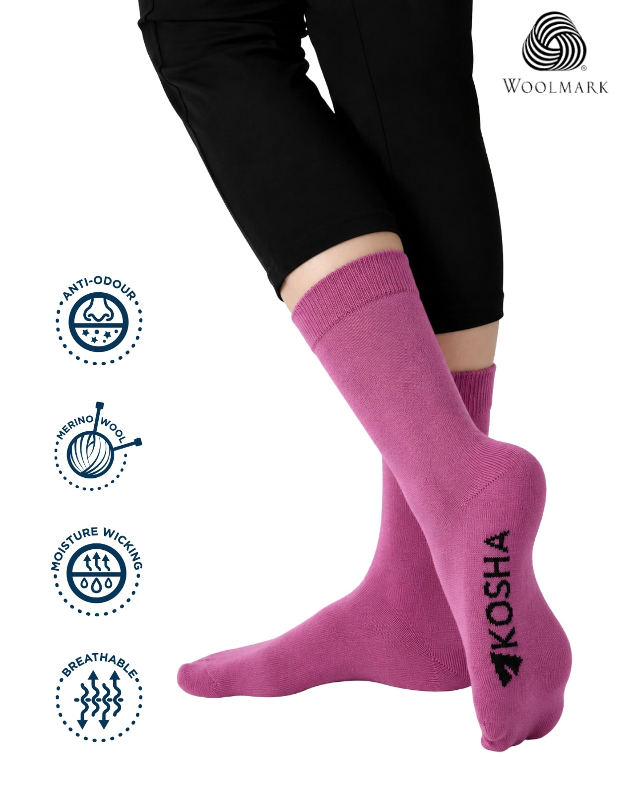 Women's Classic Merino Wool Crew Length Socks