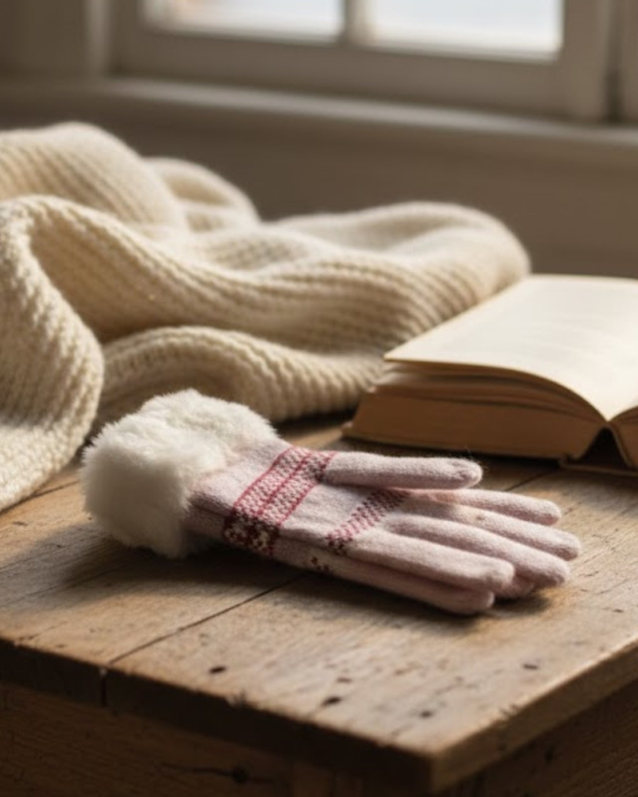 Women’s  Heart Motif Fleece Lined Gloves