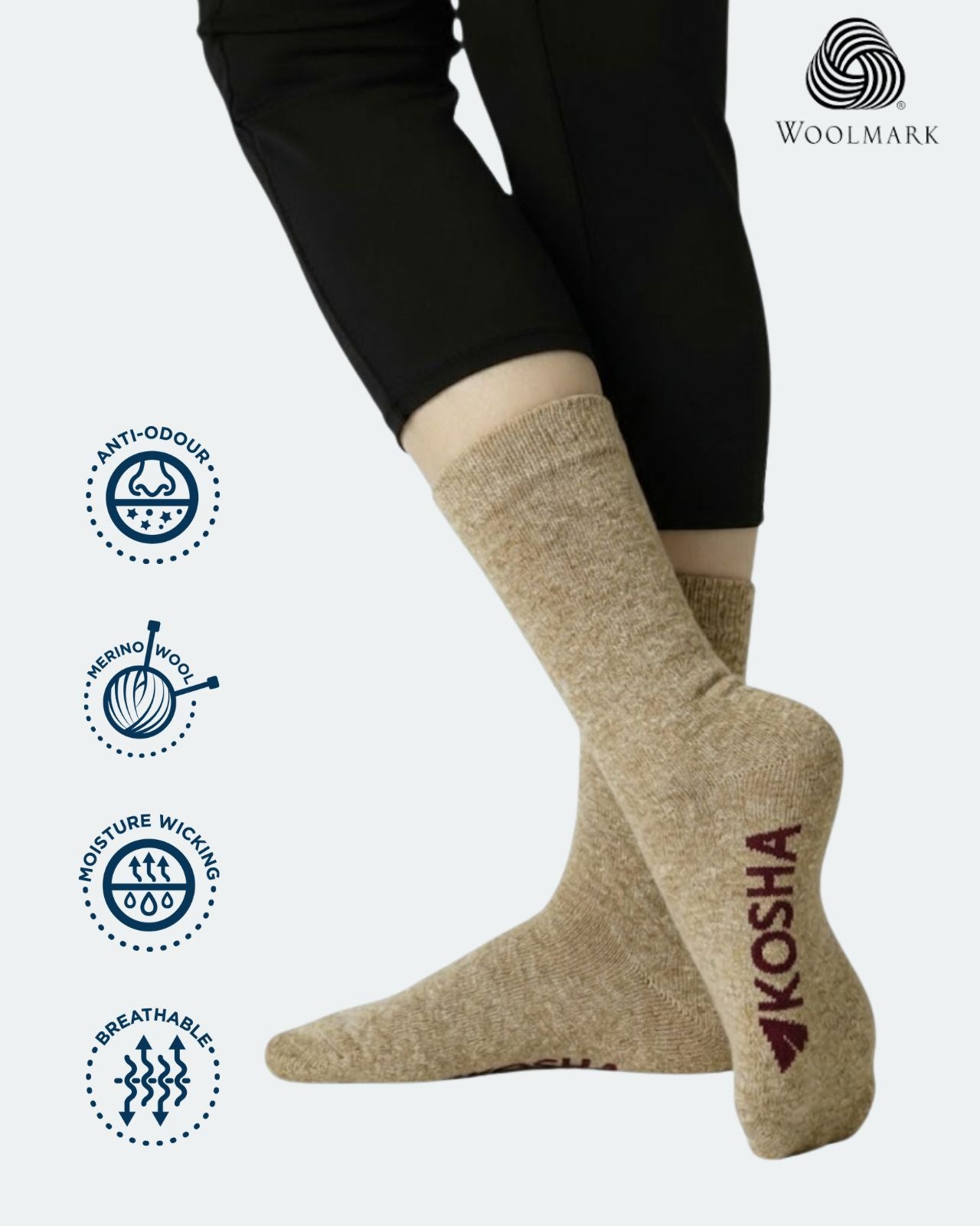 Women's Classic Merino Wool Crew Length Socks