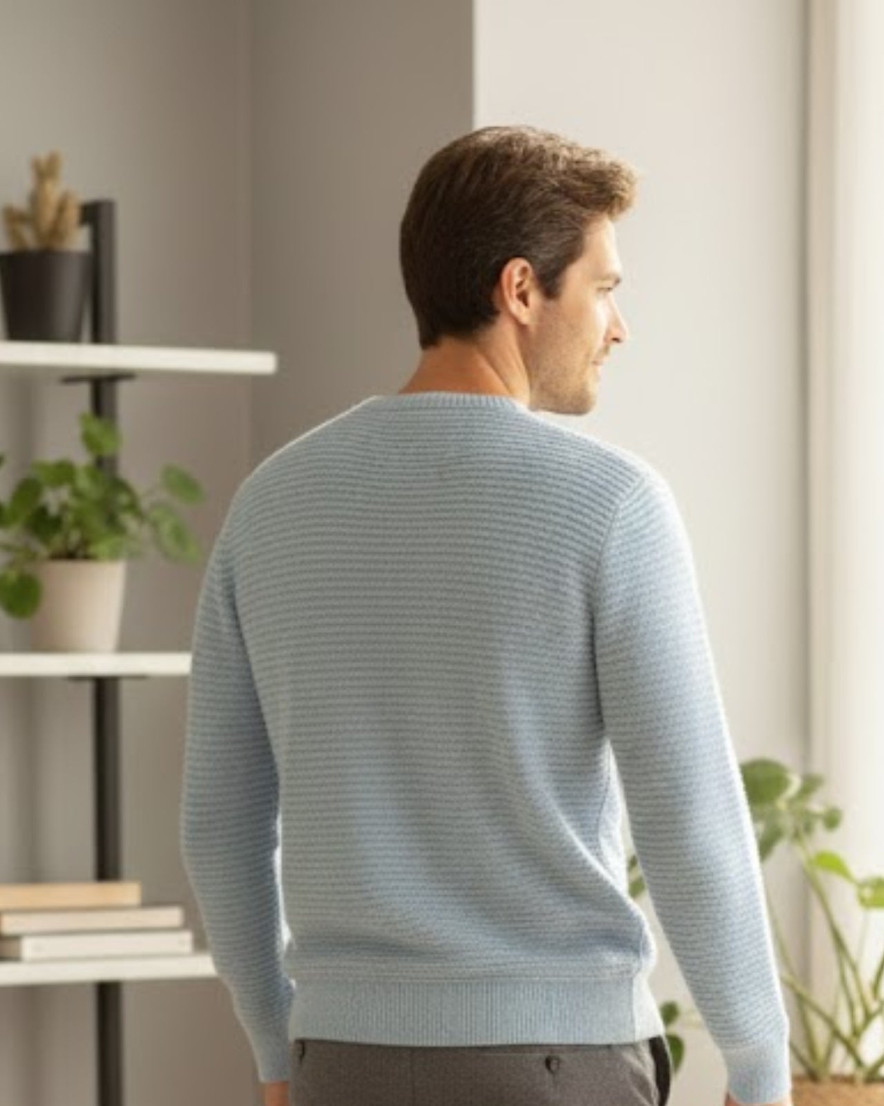 Sky Blue Boat Neck Textured Top