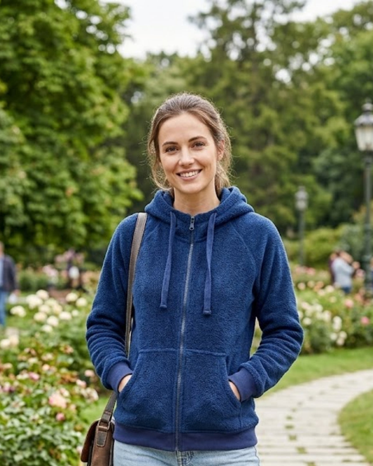 Women’s Navy Blue Full-Zip Fleece Hoodie