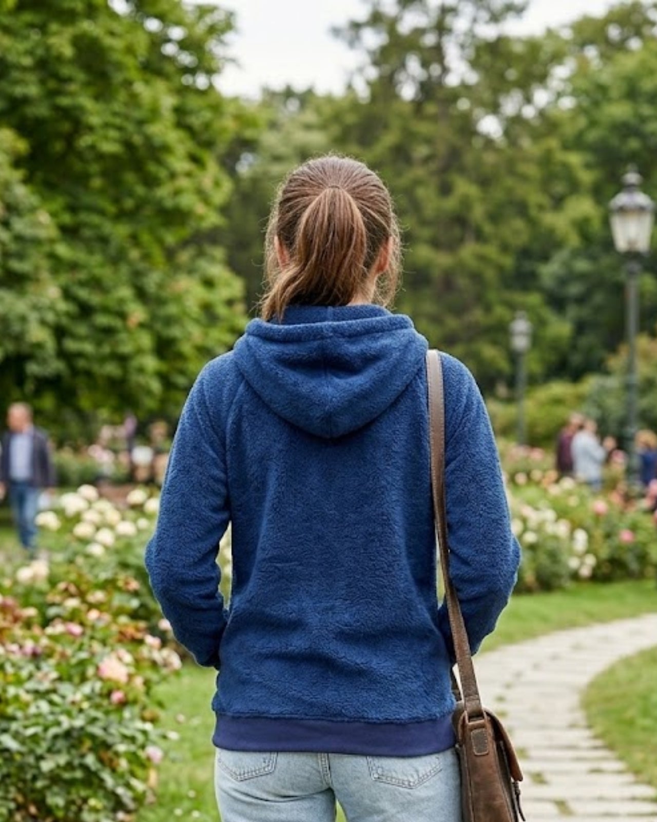 Women’s Navy Blue Full-Zip Fleece Hoodie
