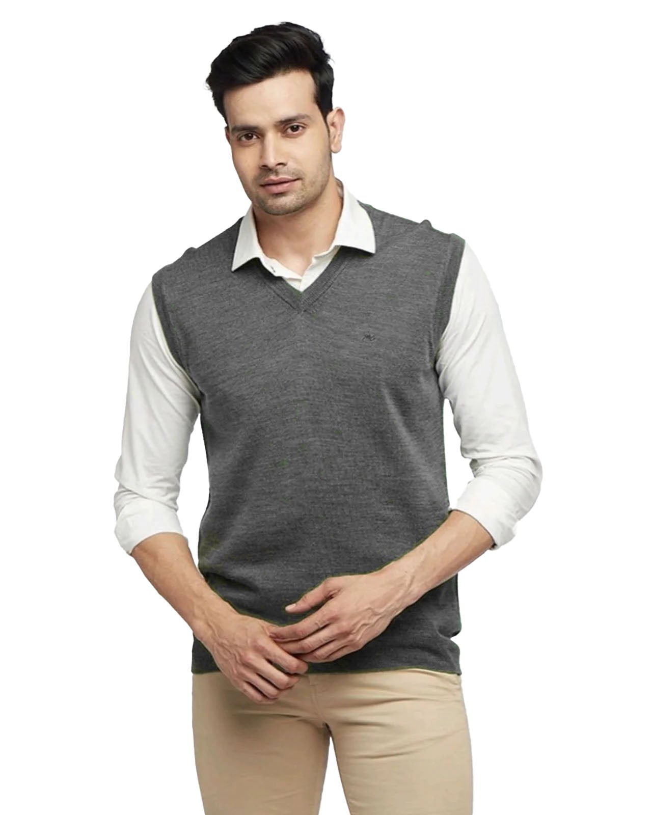 Sleeveless Merino Wool Monte Carlo V-Neck Pullover For Men