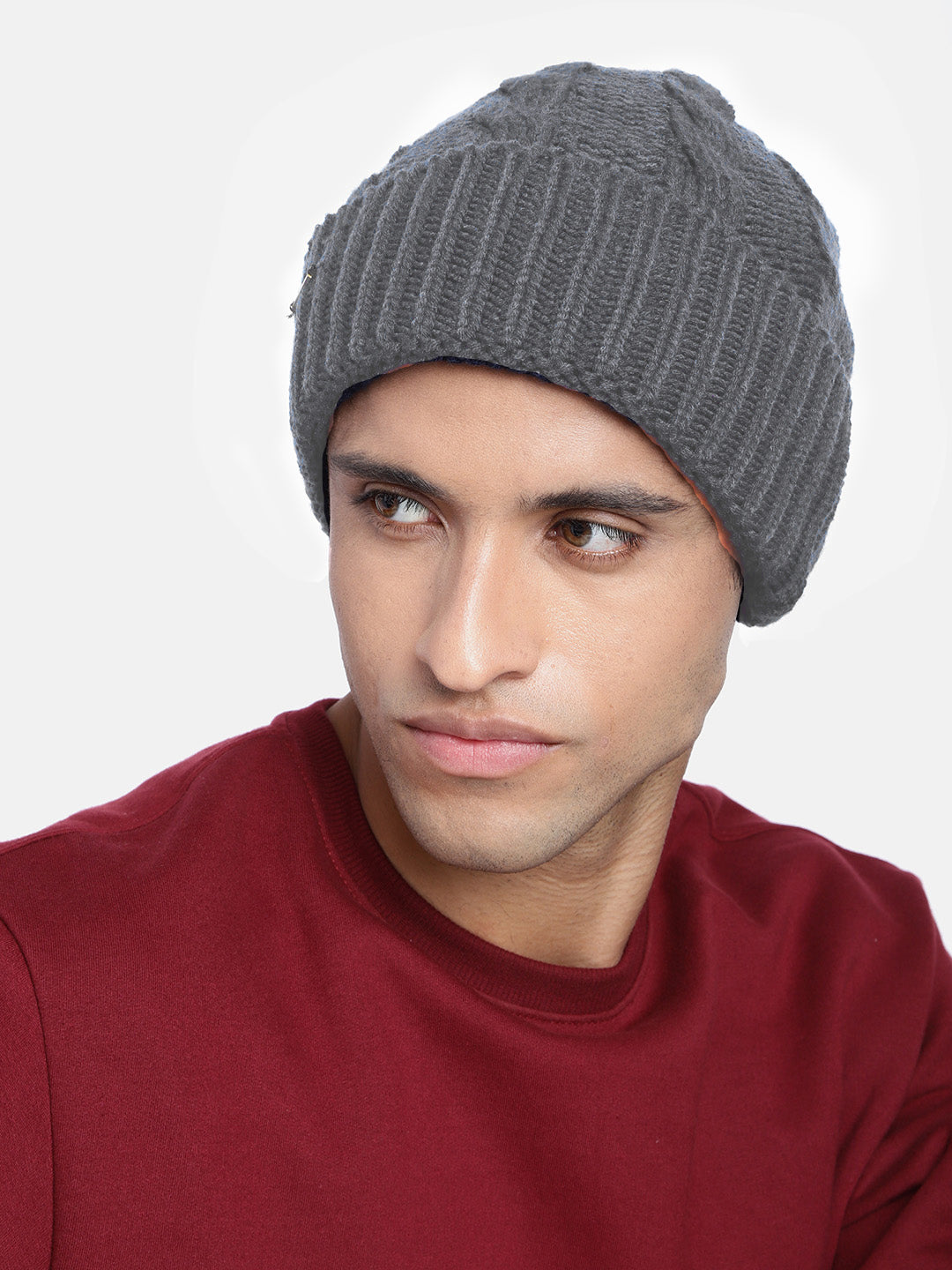 Acrylic Wool Cable Knit Winter Beanie For Men