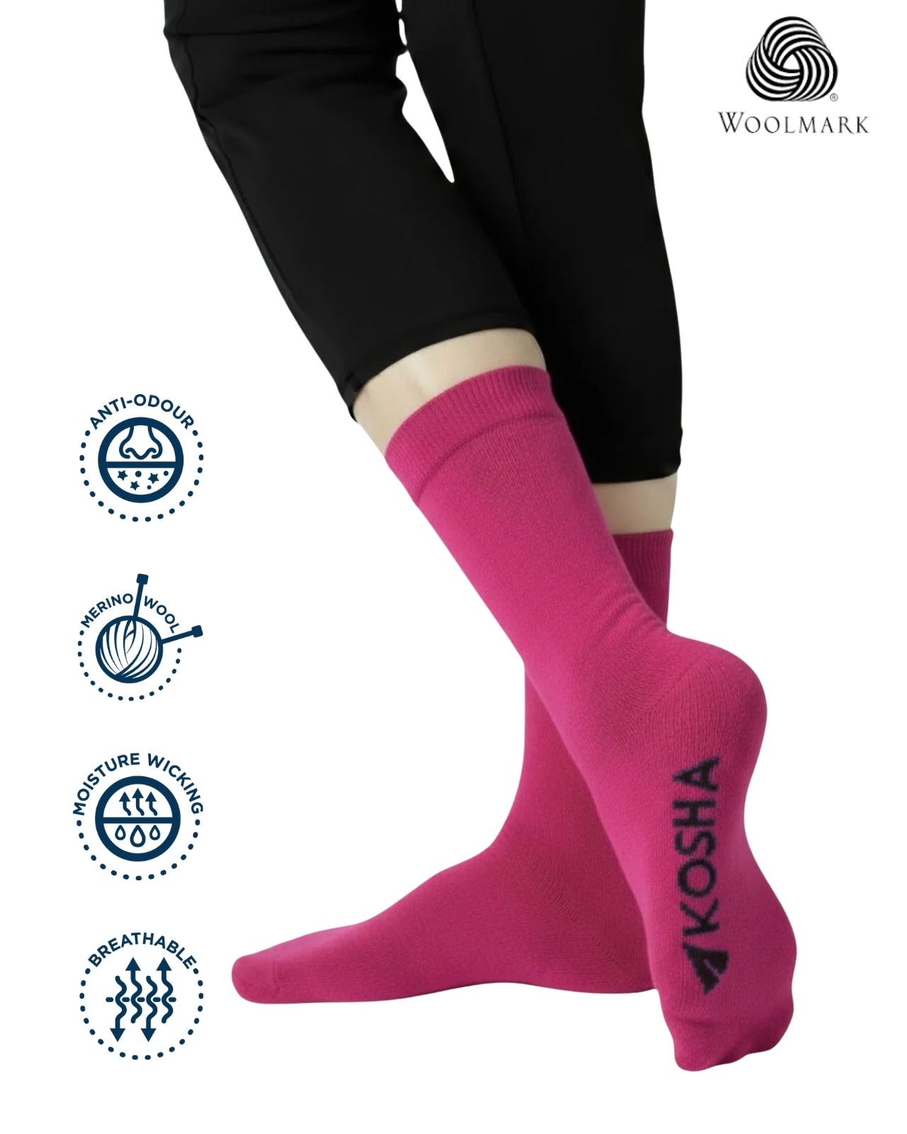 Women's Classic Merino Wool Crew Length Socks