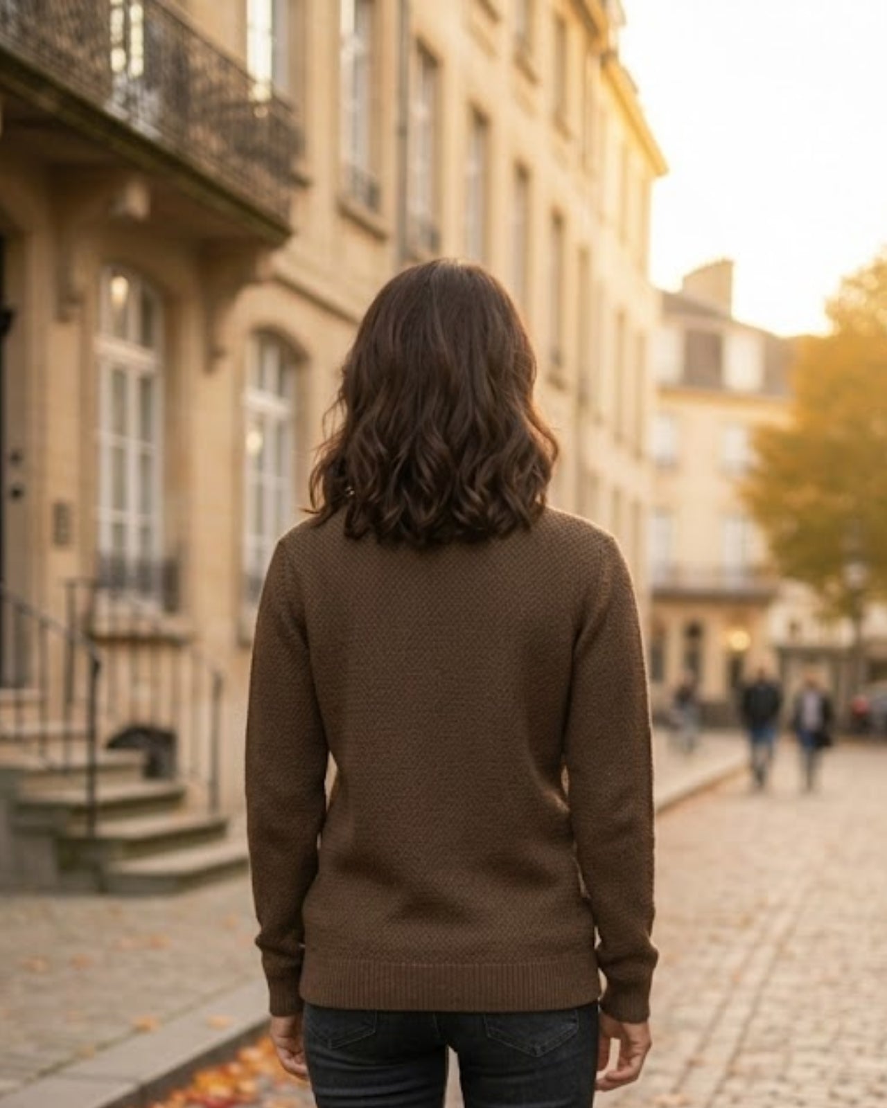 Women’s Coffee Brown Polo Neck Textured Sweater