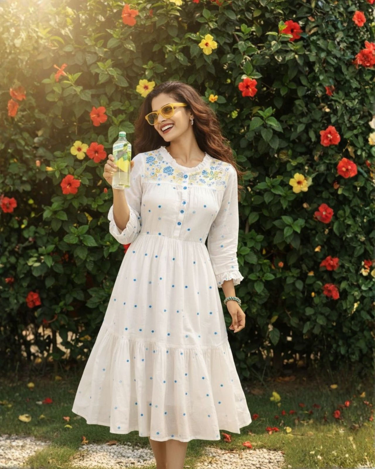 Nimbu Splash Cotton Dress
