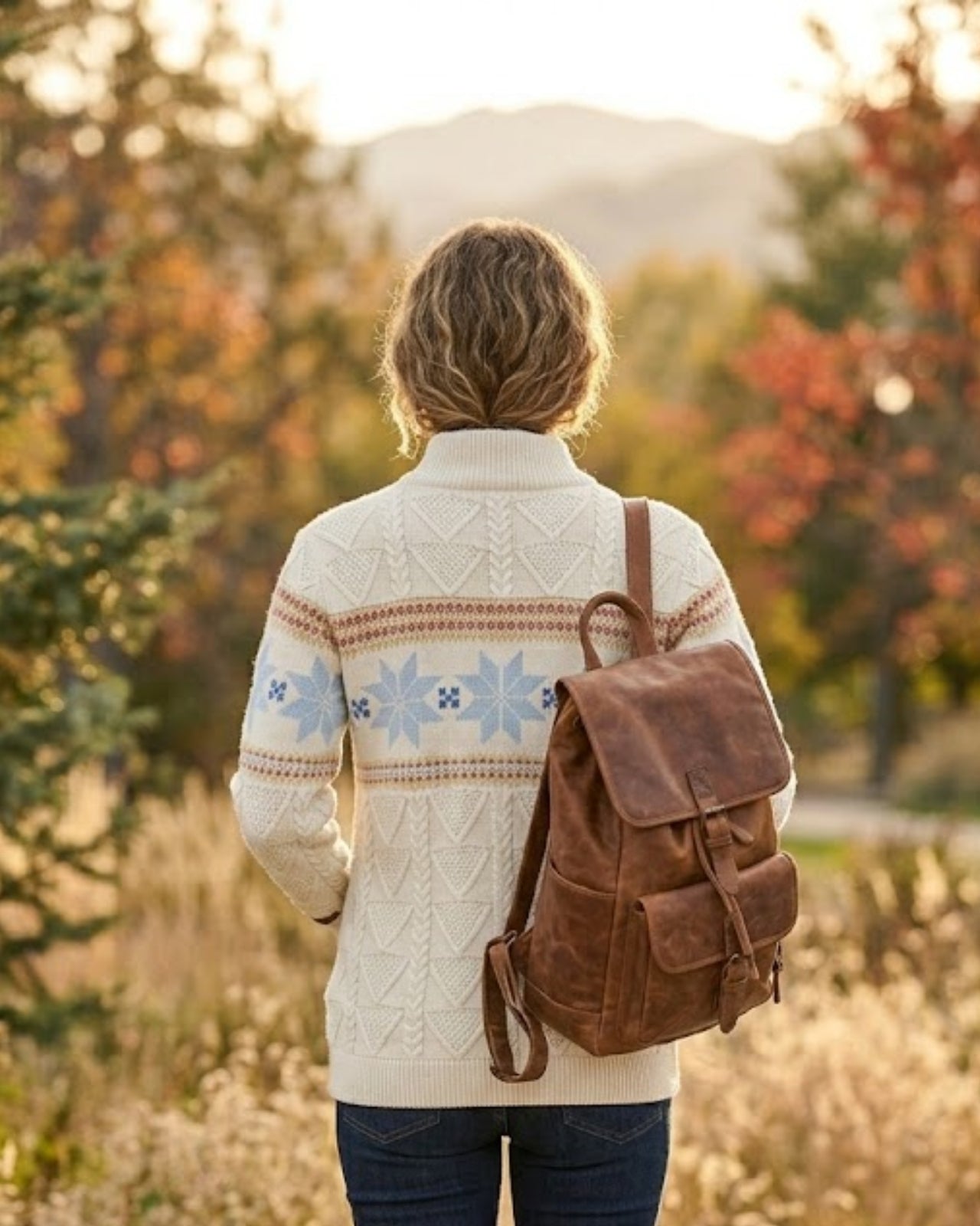 Women’s Snowflake Design Full-Zip Cable Knit Sweater