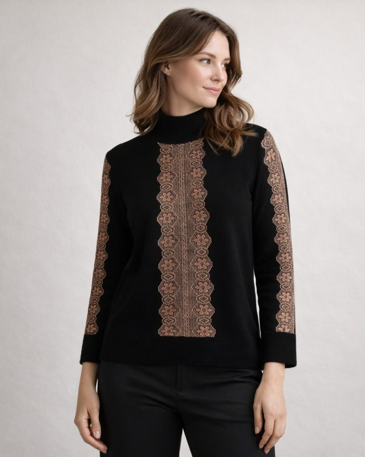 Winter Top with Lace Embroidery