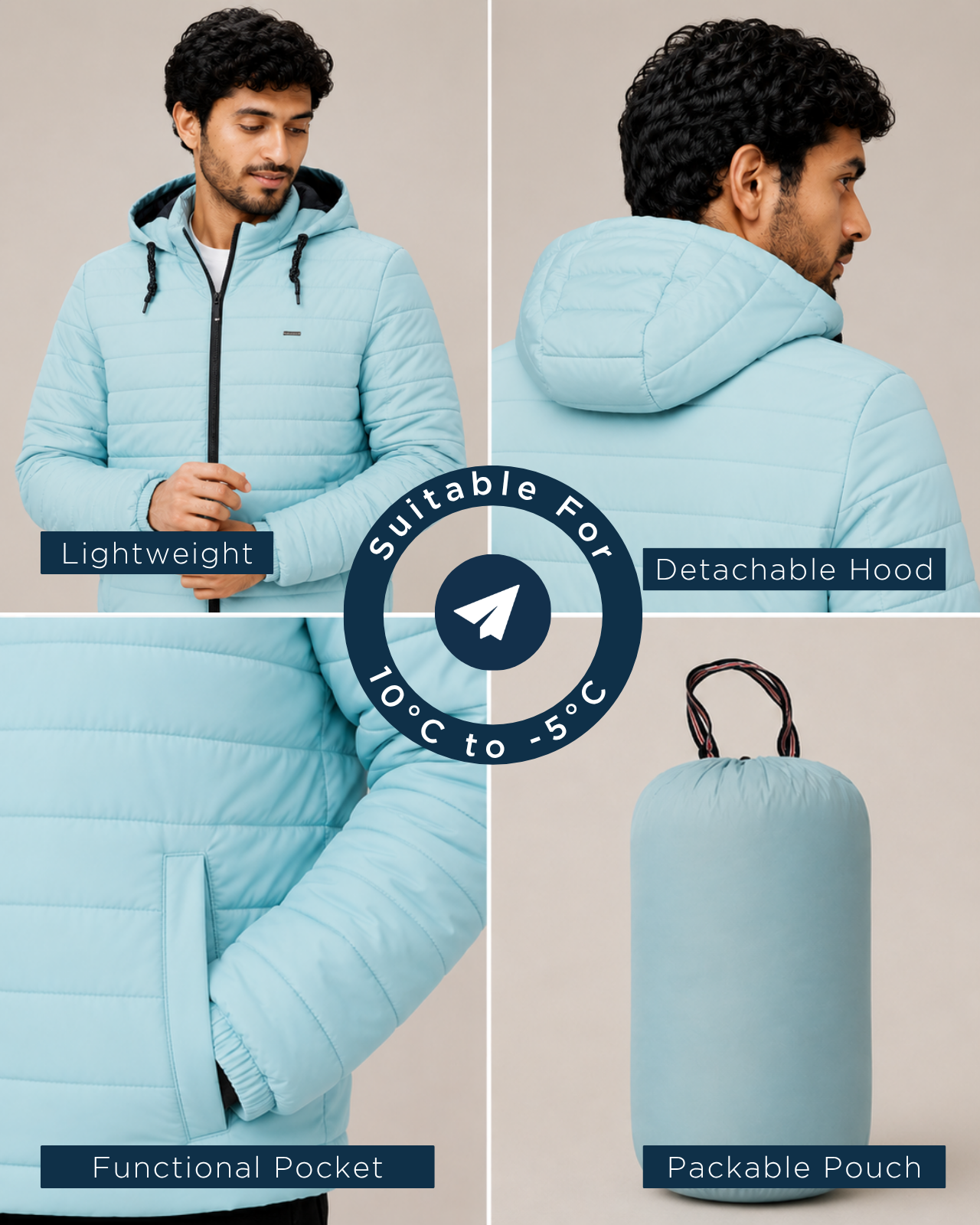 Packable Puffer Jacket For Men