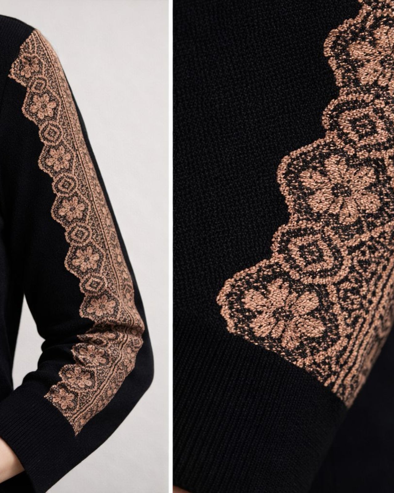 Winter Top with Lace Embroidery