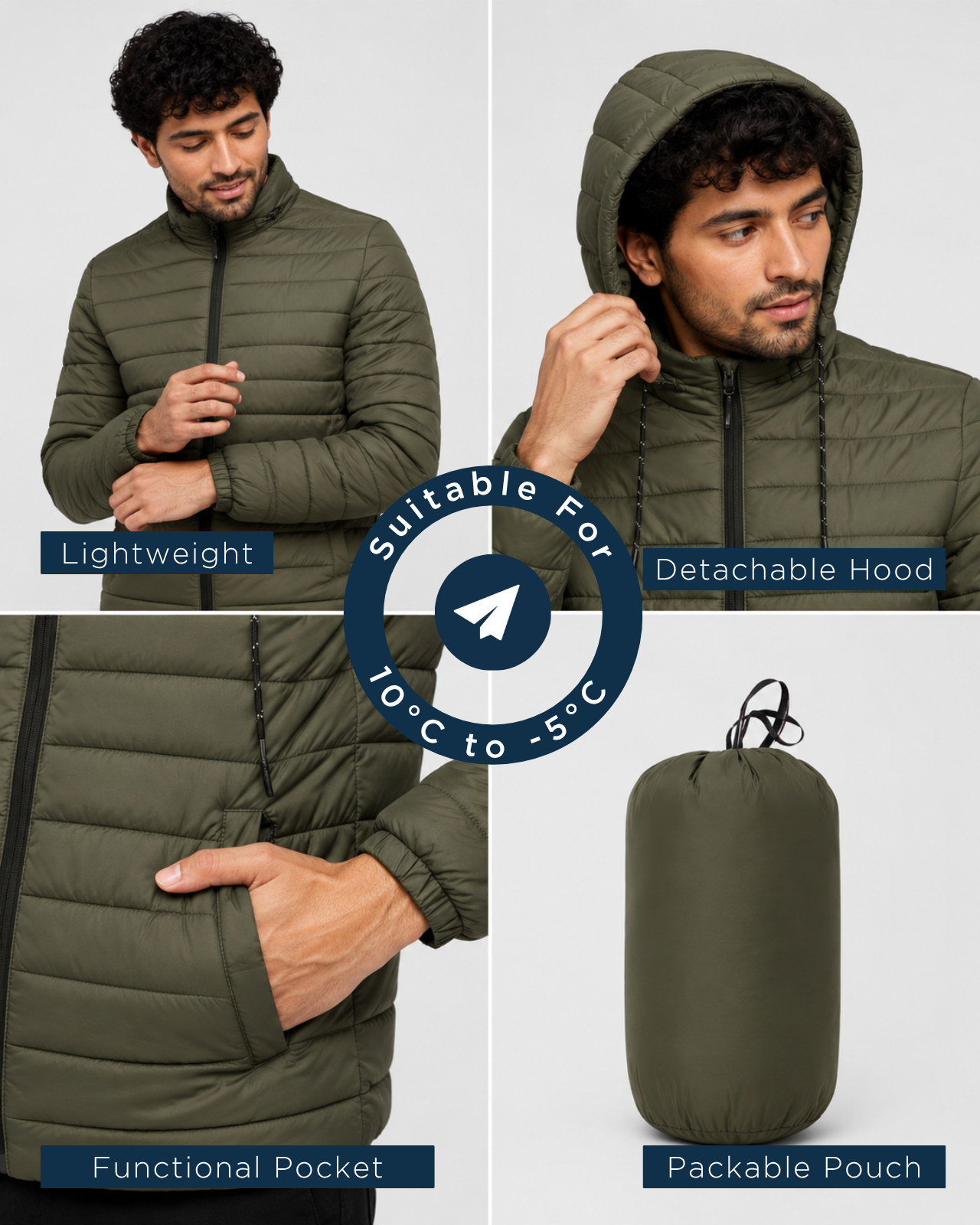 Packable Puffer Jacket For Men