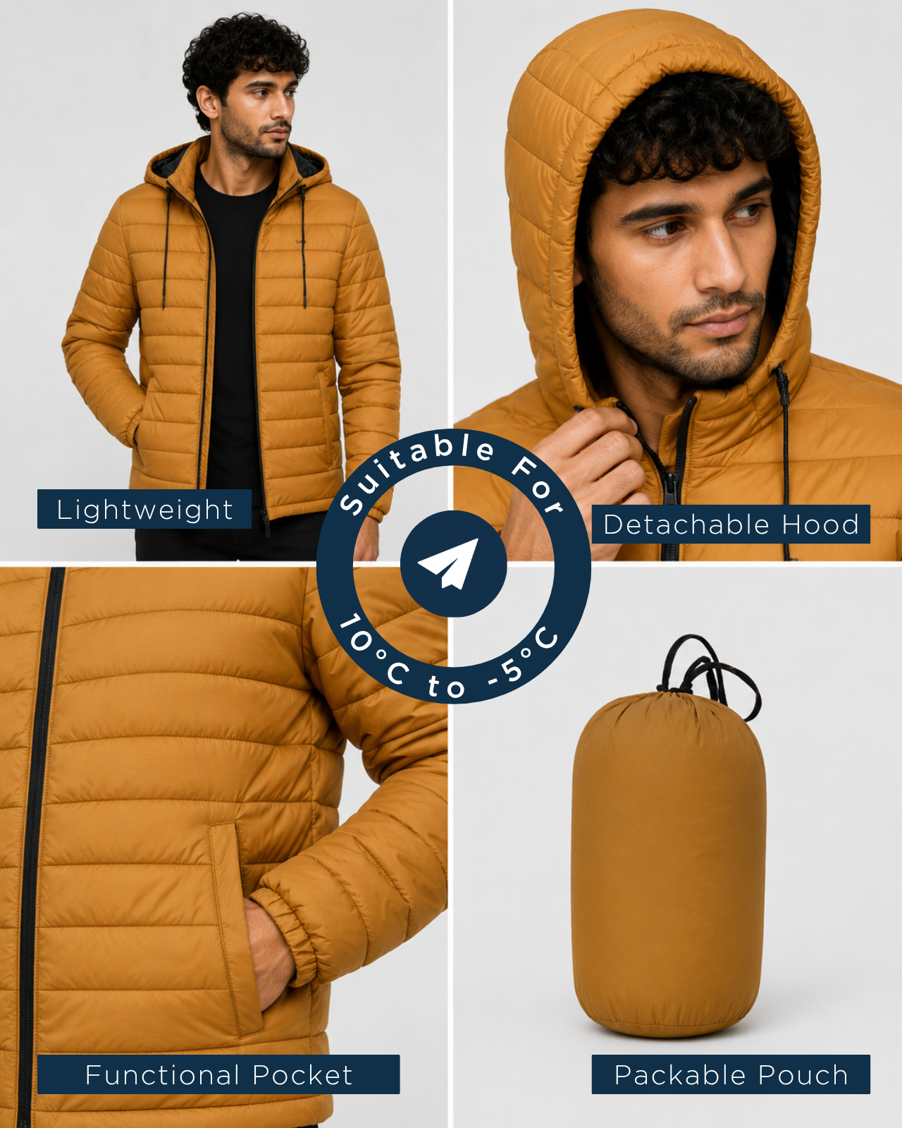 Packable Puffer Jacket For Men