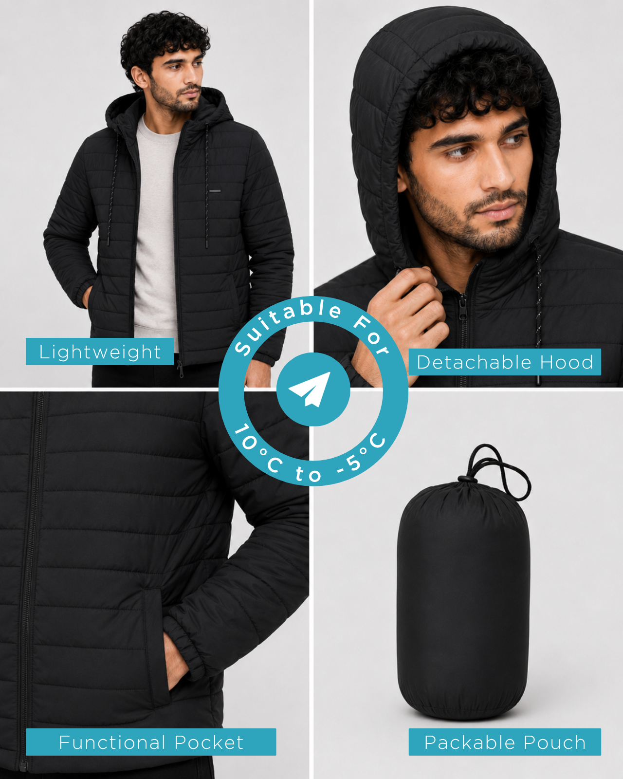 Packable Puffer Jacket For Men