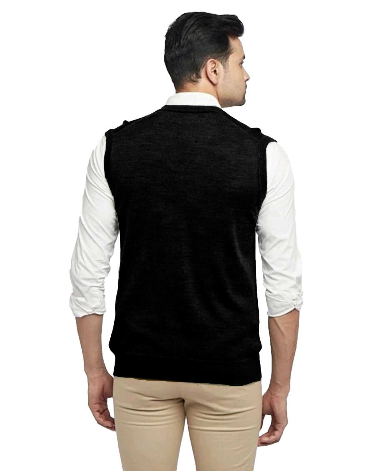 Sleeveless Merino Wool Monte Carlo V-Neck Pullover For Men