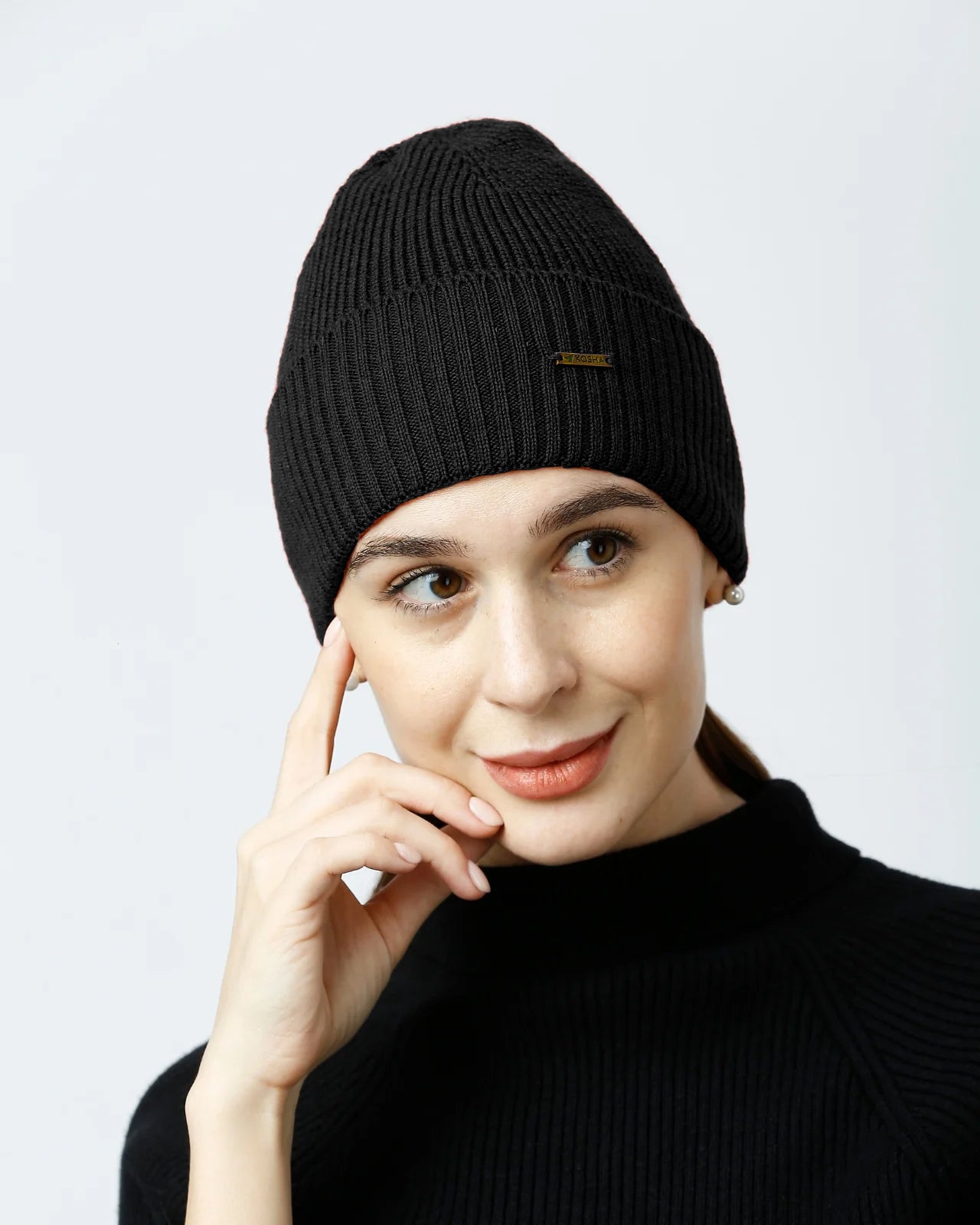 Tuck Knit Merino Wool Beanie For Women