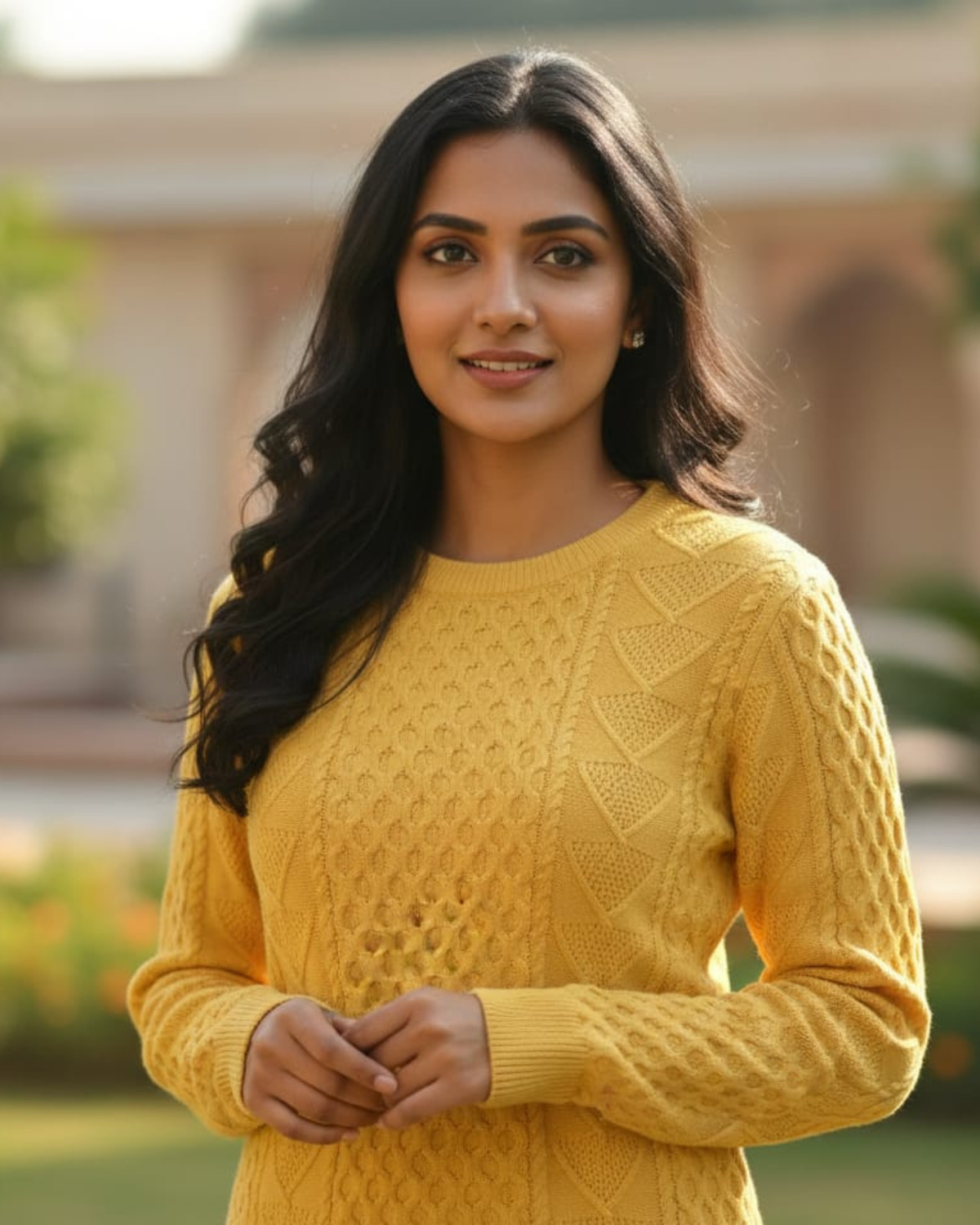 Yellow Boat Neck Textured Top