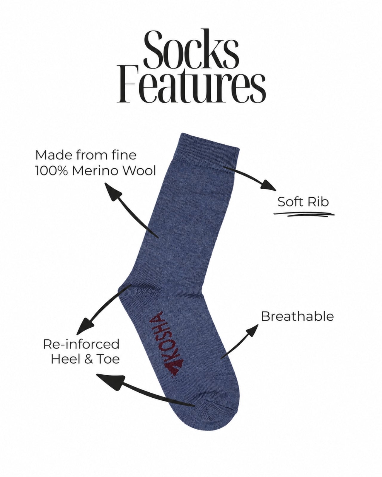 Women's Classic Merino Wool Crew Length Socks