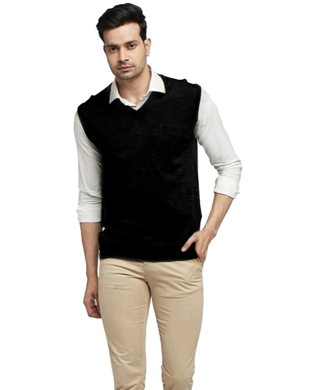 Sleeveless Merino Wool Monte Carlo V-Neck Pullover For Men