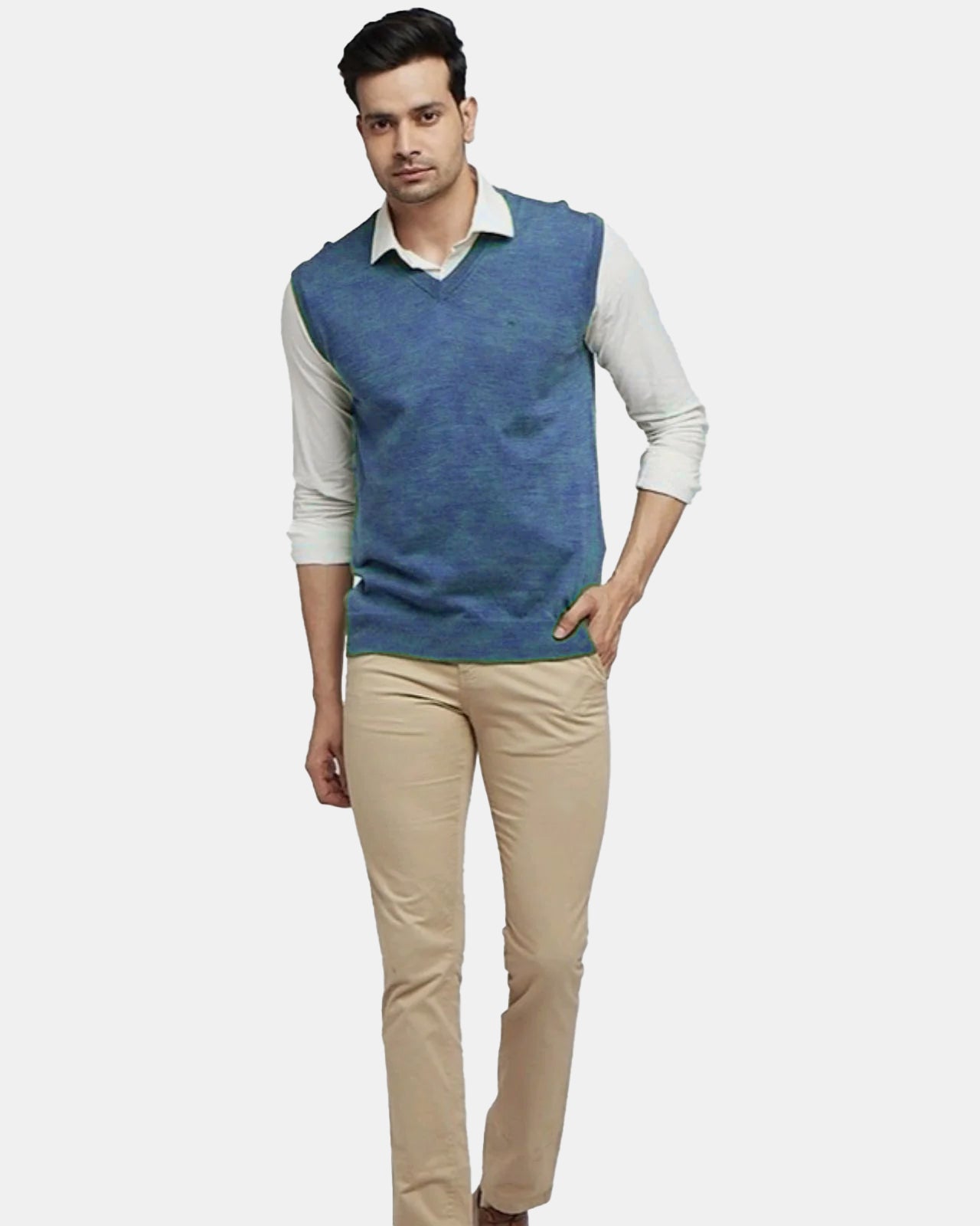 Sleeveless Merino Wool Monte Carlo V-Neck Pullover For Men