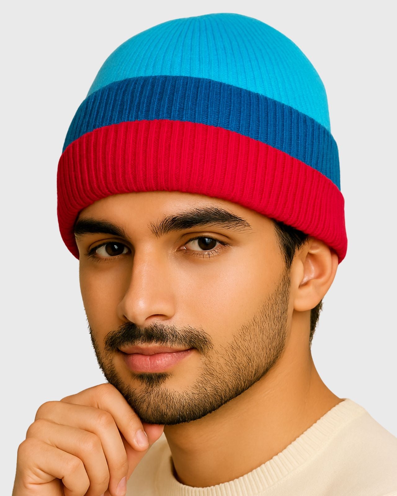 Striped Merino Wool Beanie For Men