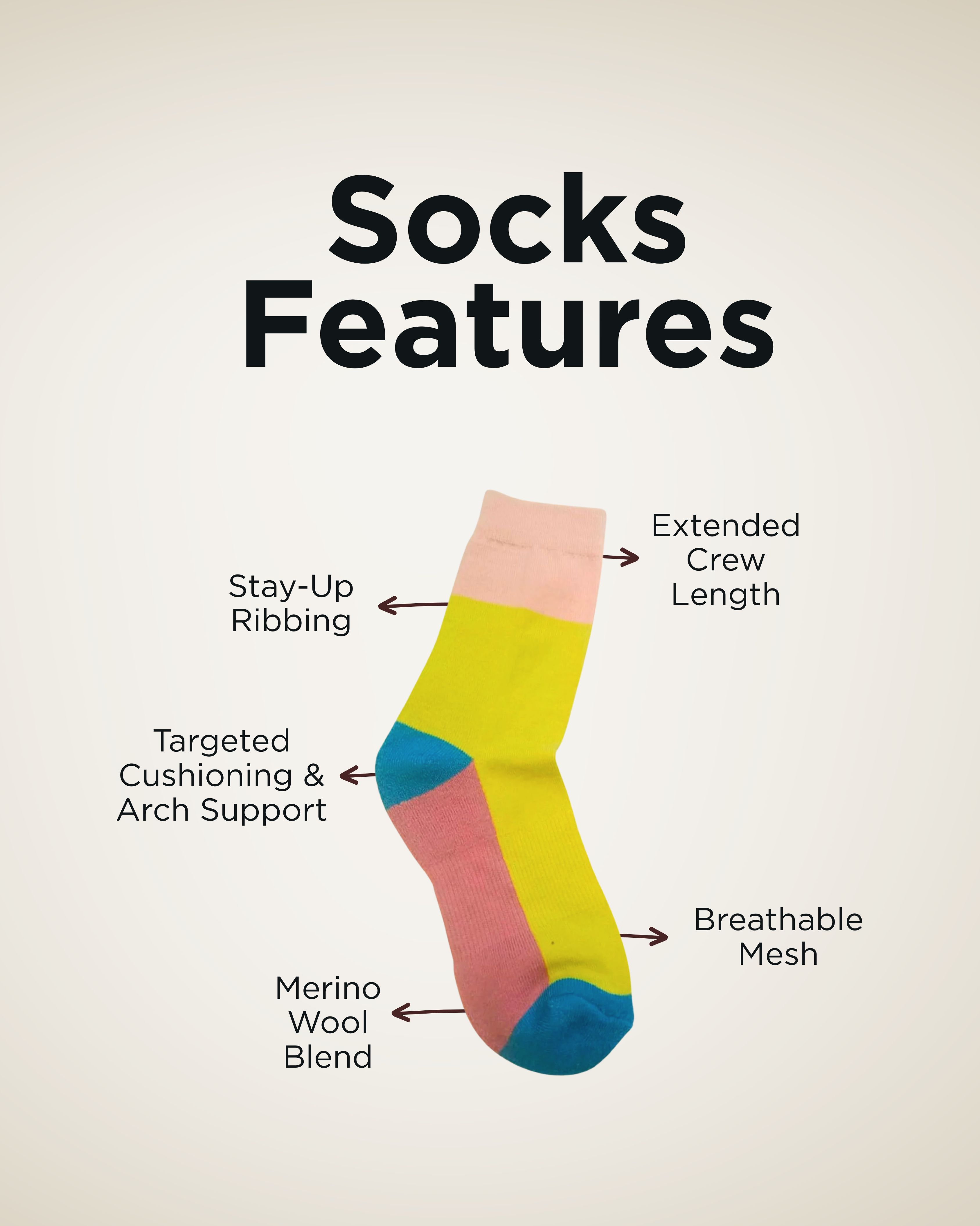 Crew Length Technical Cushioned Socks For Women