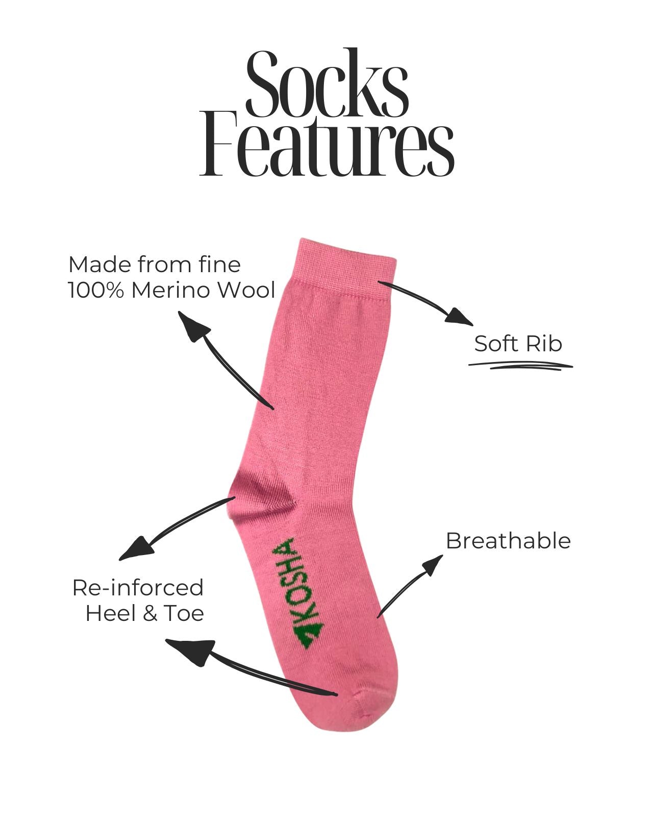 Women's Classic Merino Wool Crew Length Socks