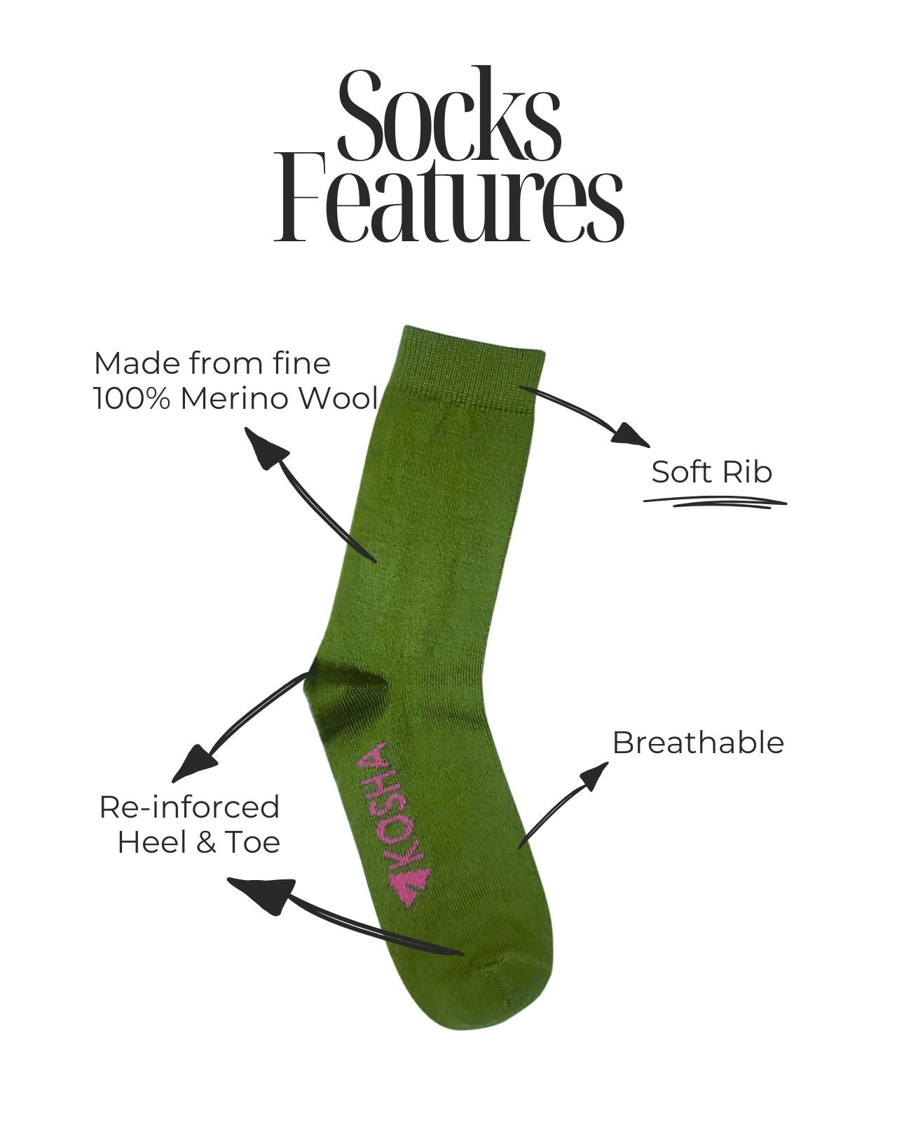 Women's Classic Merino Wool Crew Length Socks
