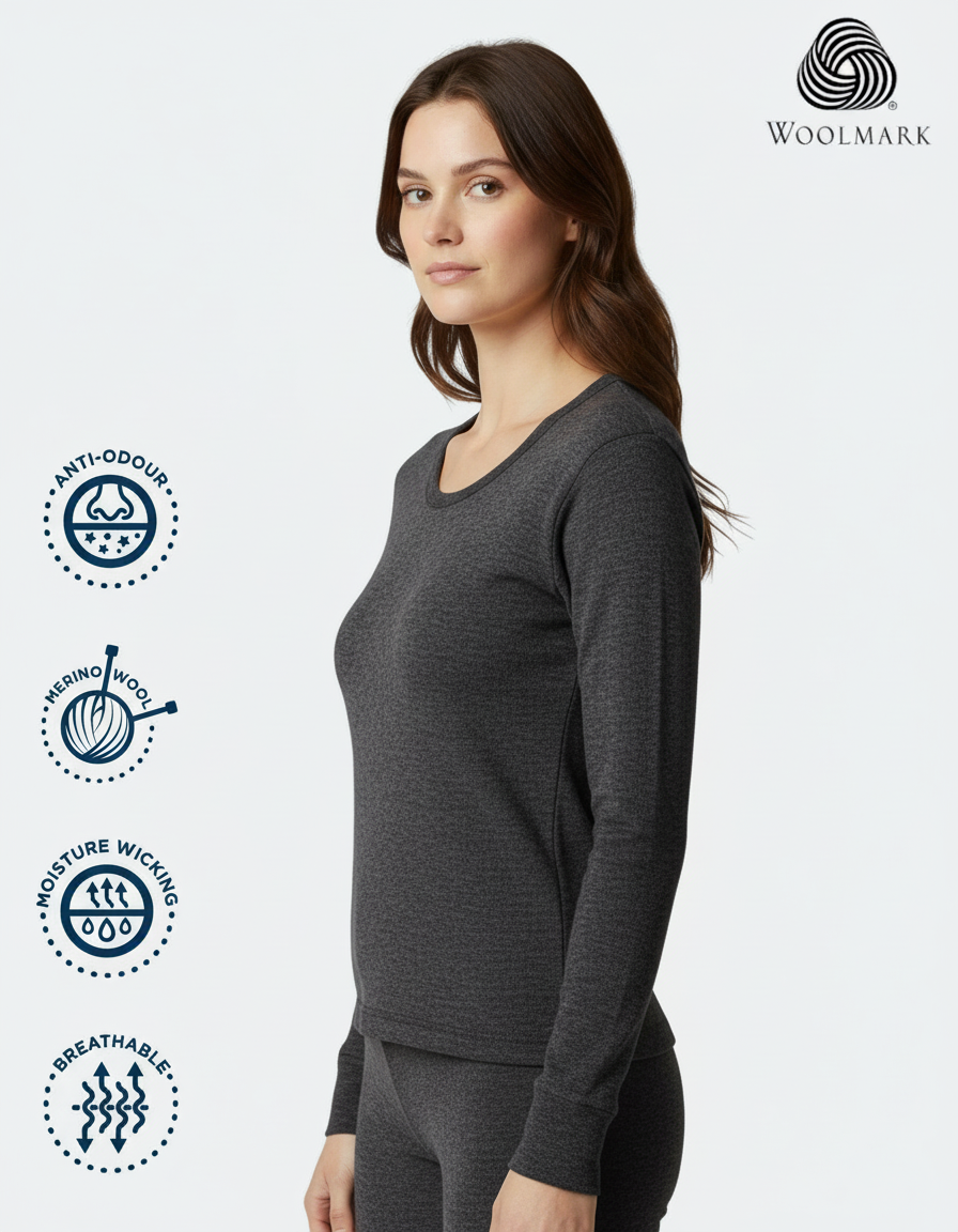 Woolmark Full Sleeves High Neck Thermal Top For Women