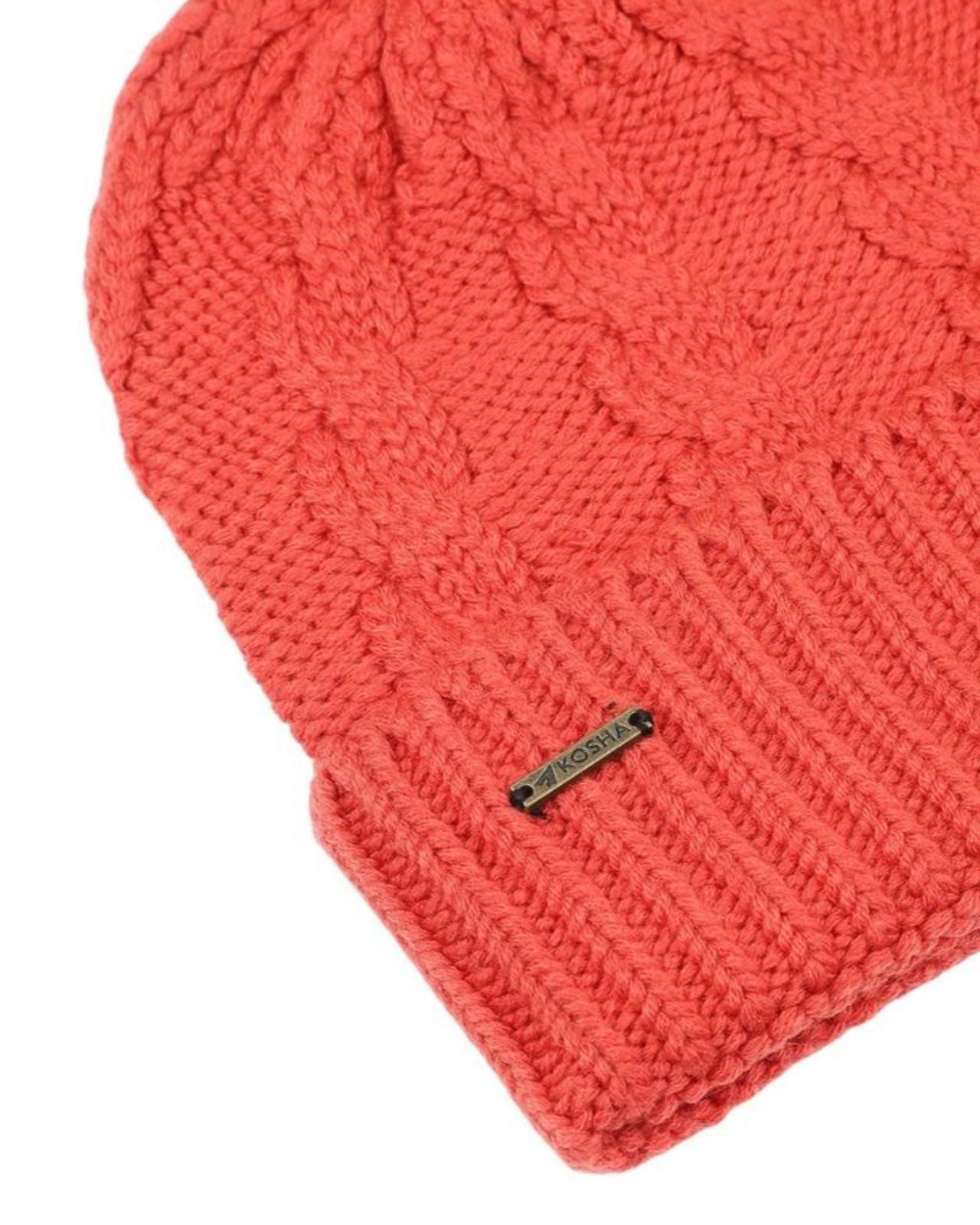 Acrylic Wool Cable Knit Winter Beanie For Women