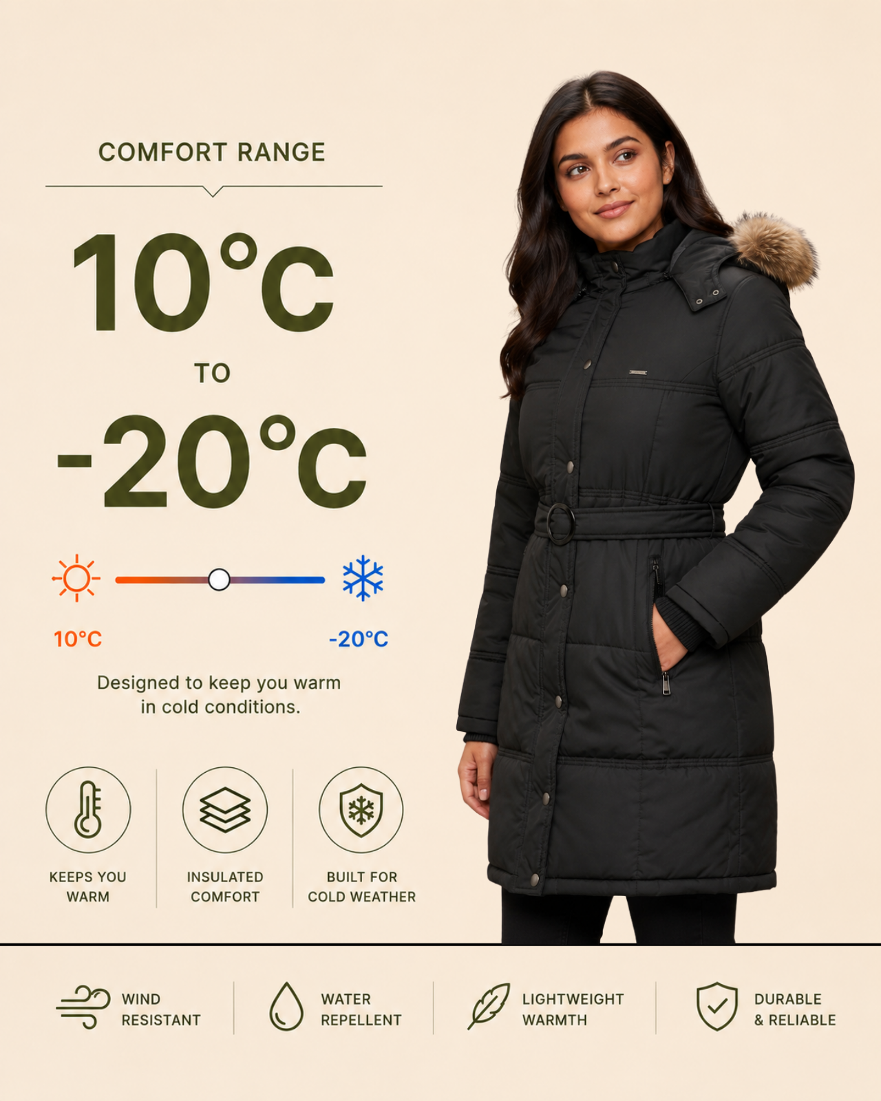 Alaskan Parka Jacket For Women - Slim Fit