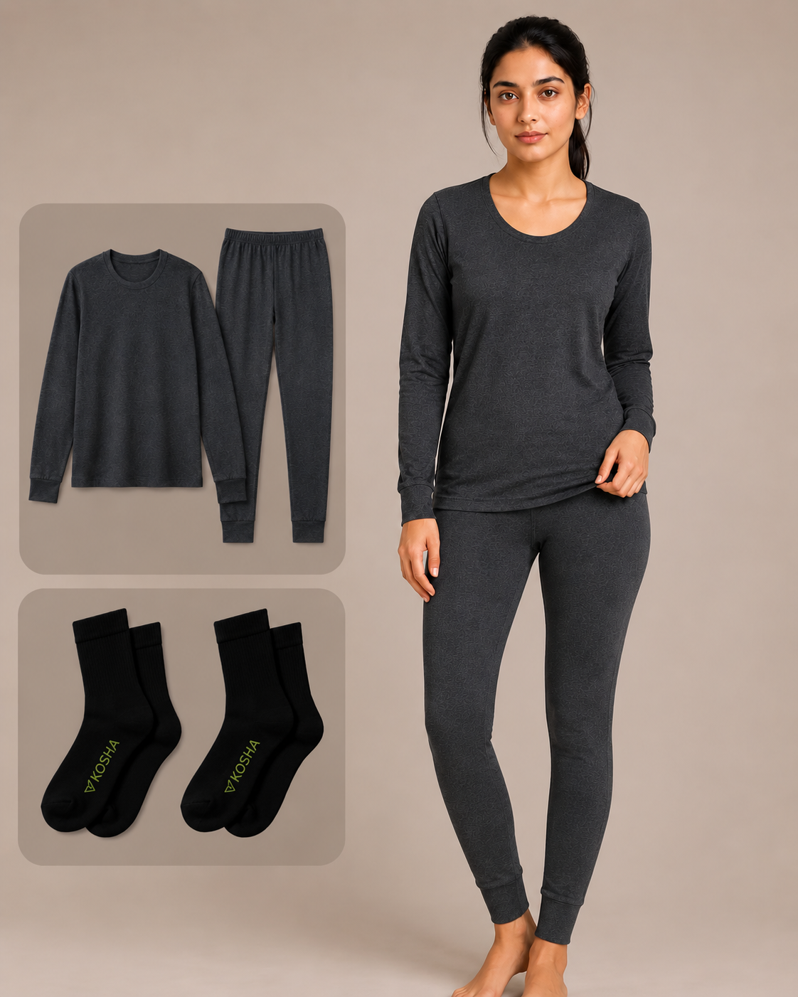 Women's 100% Merino Wool Study Abroad Bundle | Thermal Set + 2 Pairs of Socks
