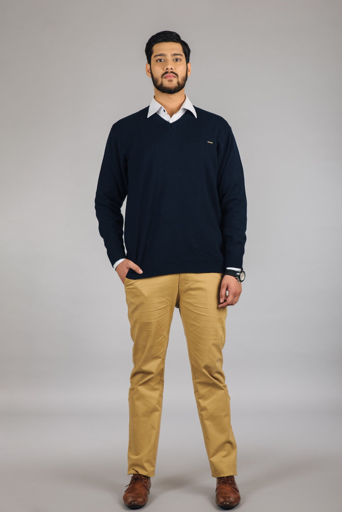 Merino Wool Monte Carlo V-Neck Pullover For Men