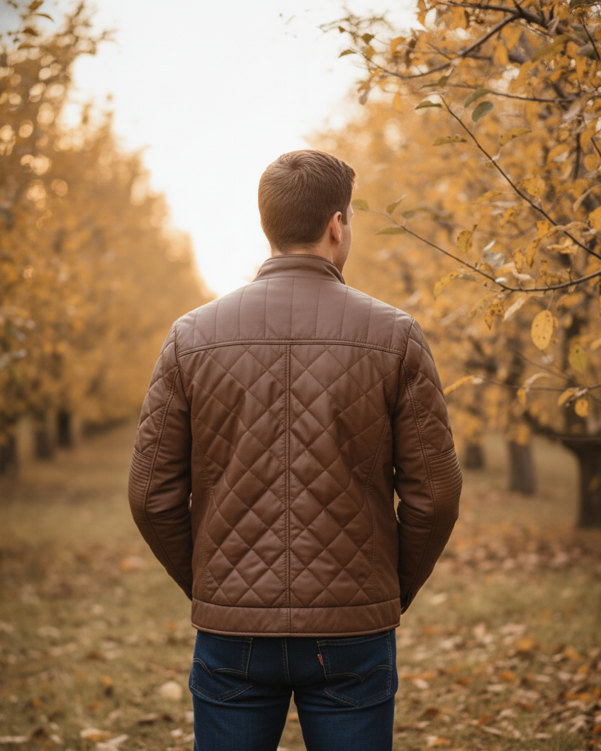 Men's Faux Leather Bomber Jacket