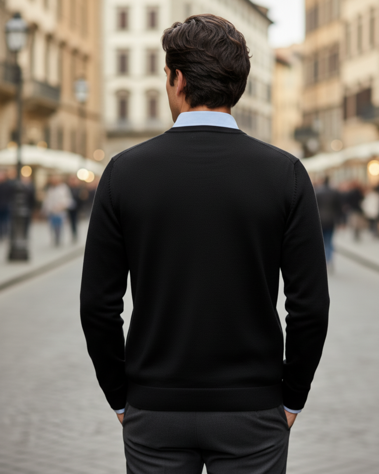 Merino Wool V-Neck Pullover For Men