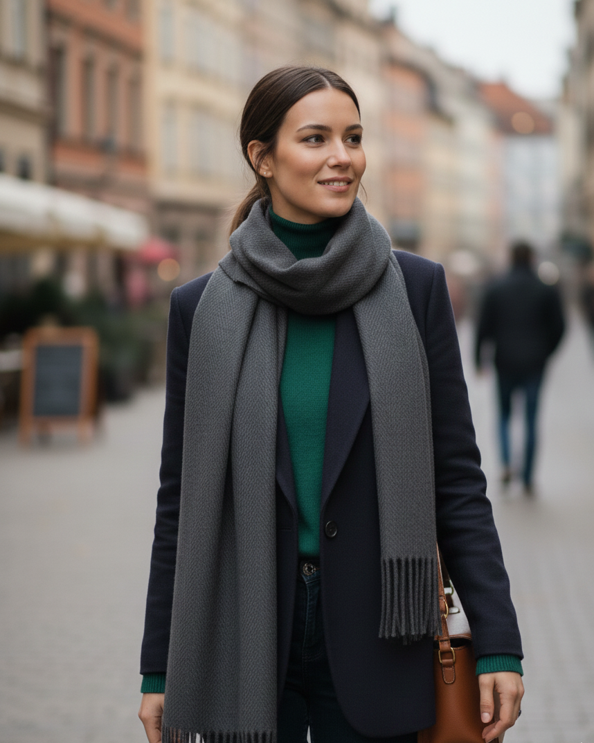 Extra Soft Wool Stole with Tassels For Women