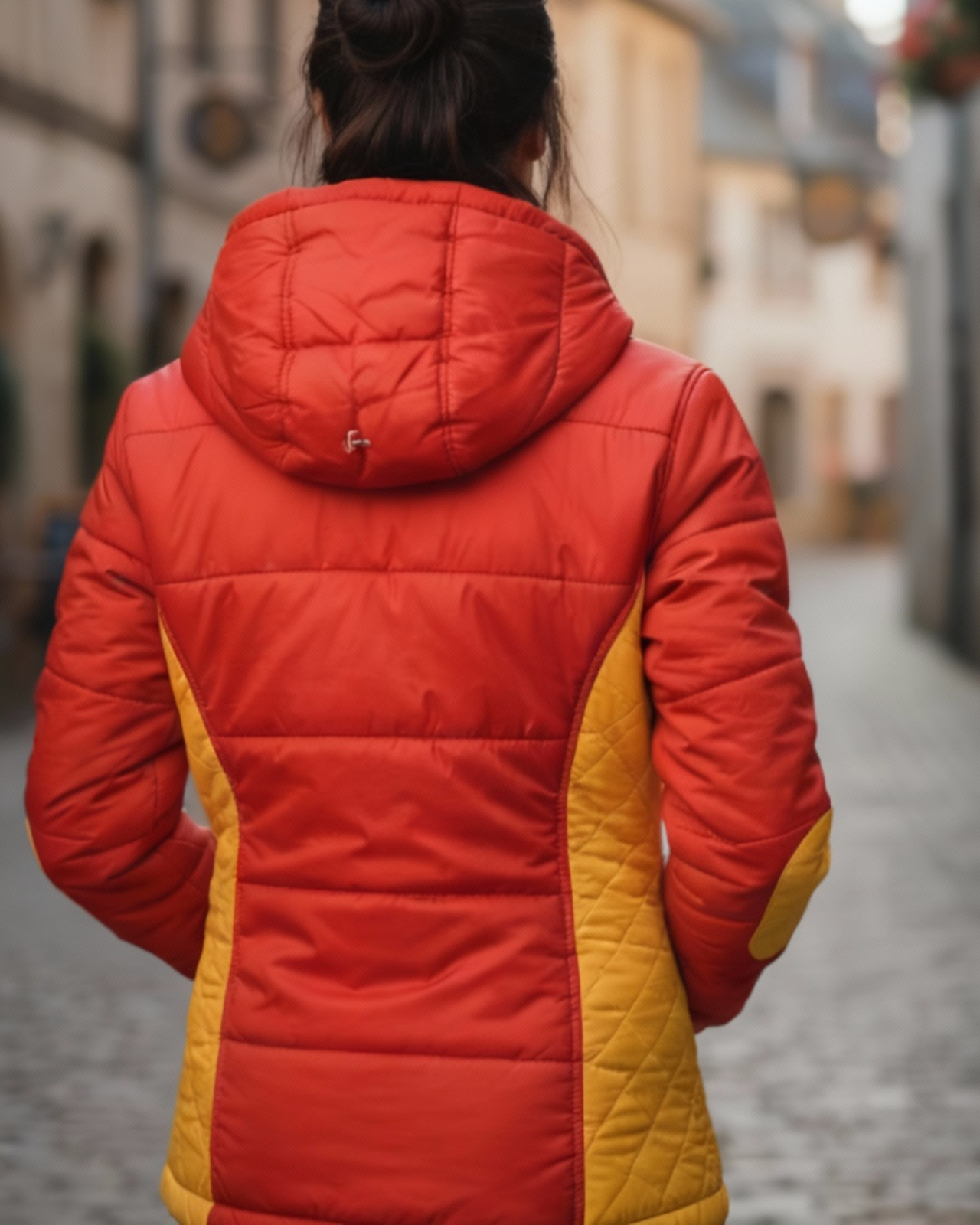 Women Red & Yellow Lightweight Puffer Jacket