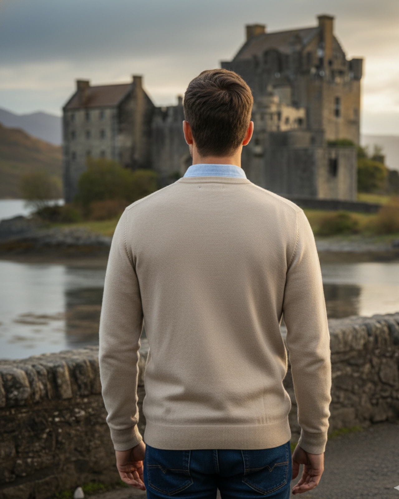 Merino Wool Sanzio V-Neck Fashion Sweater For Men