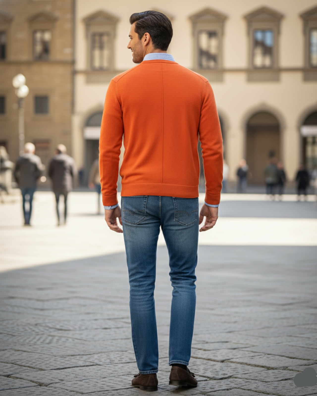 Merino Wool V-Neck Pullover For Men