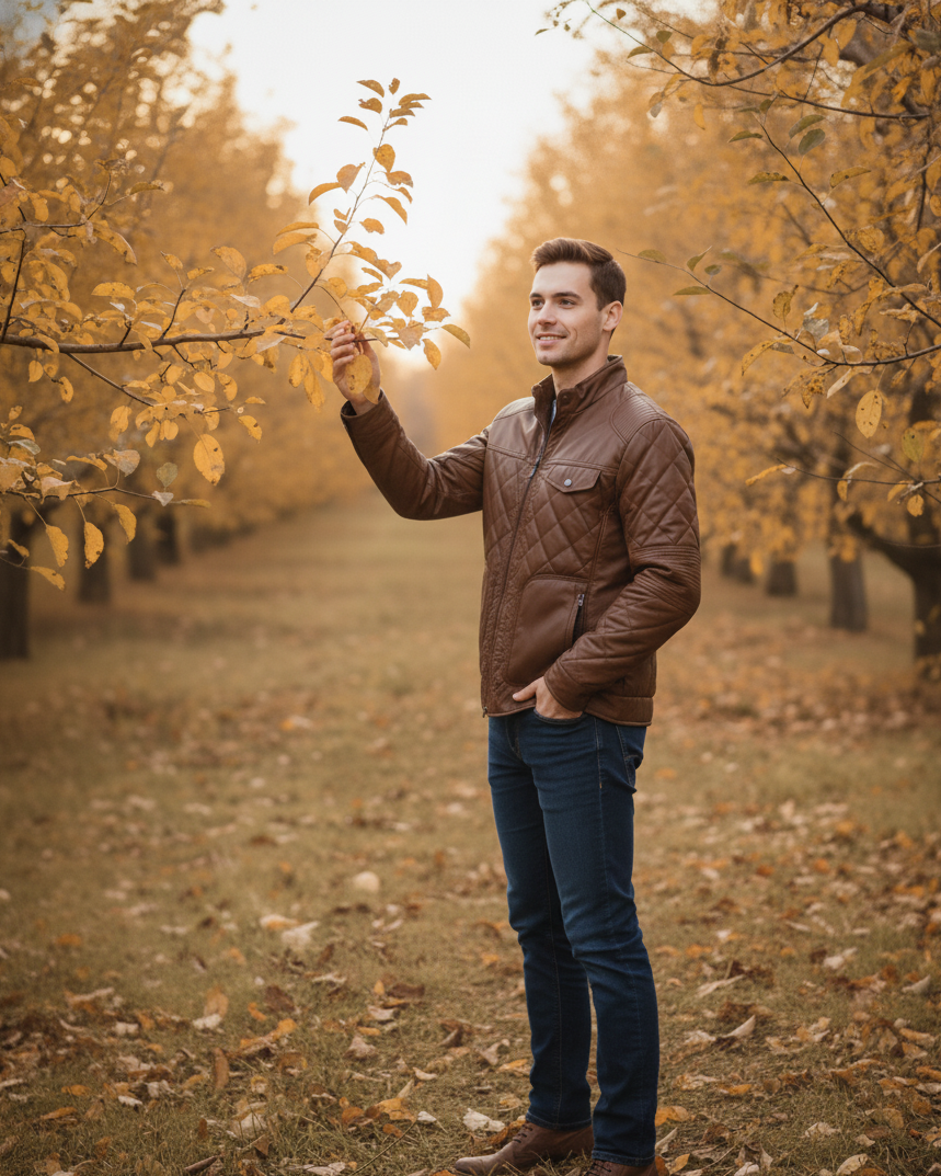 Men's Faux Leather Bomber Jacket